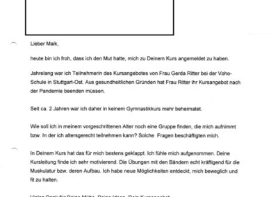 Teilnehmerin berichtet über mehr Beweglichkeit und Fitness im Alltag