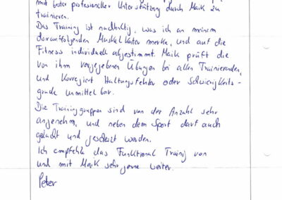 Peter berichtet über seinen Wiedereinstieg in regelmäßiges Training