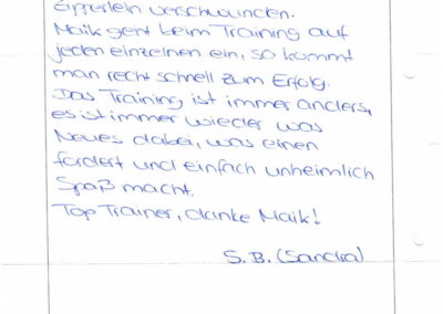Teilnehmer berichtet über weniger Beschwerden und mehr Beweglichkeit